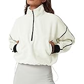 QINSEN Women's Half Zip Fleece Short Pullover Sweatshirt Winter Long Sleeve Cozy Sherpa Sweater Top