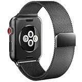 For Apple Watch Band 42mm Fully Magnetic Closure Clasp Mesh Loop Milanese Stainless Steel iWatch Band for Apple Watch Series 3 Series 2 Series 1 Sport and Edition - Black