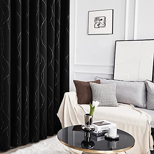 Cortina isolante opaca da sala termal com ilhós 2 peças 140 x 245 cm preto