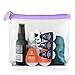 Squeeze Pod TSA Approved Clear Toiletry Bag, 3-1-1 TSA Compliant Quart Size Carry On Bag for Travel Size Liquids, Toiletries & Cosmetics - Durable PVC Plastic, Heavy Duty Zipper, Purple Trim (CTBPUR)