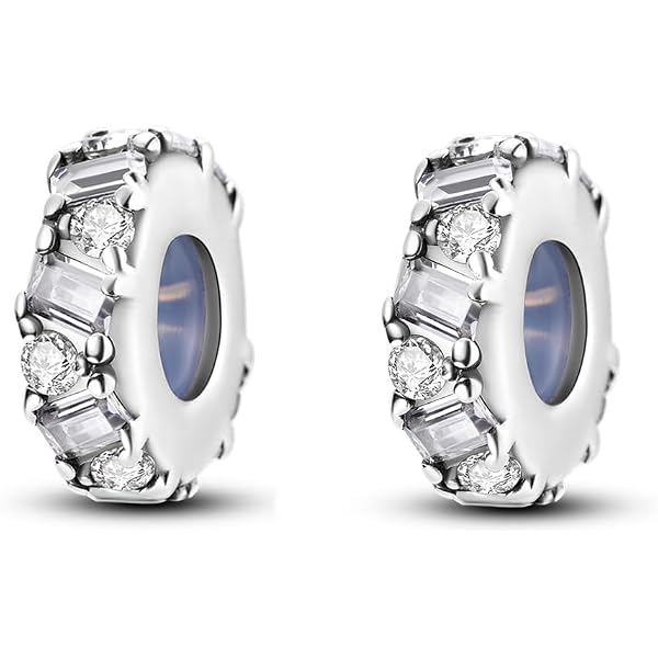 MEETCCY 925 Sterling Silver Clip Spacer Charm For Bracelets – Blue & White Crystal, 10x4mm, Compatible With Pandora & More (1 Piece) - View #6