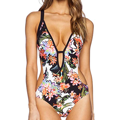 Forthery Women's One Piece Surplice Bathing Suit Ruched Tummy Control Swimsuit(Black,Small) - Thumbnail 7