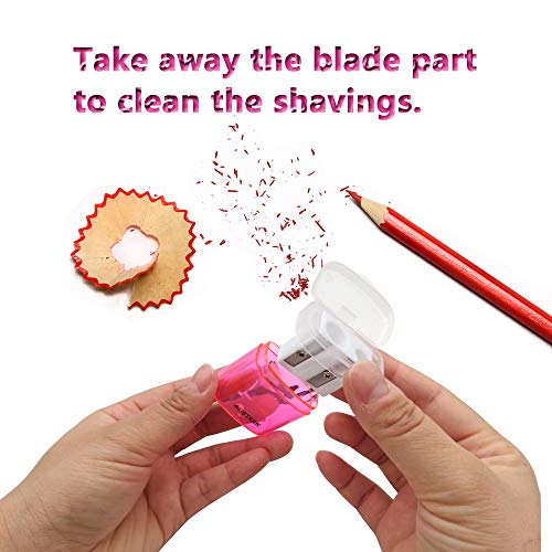 24Pcs Pencil Sharpener Small Manual, AUSTARK Dual Hole Pencil Sharpeners with Lid for School Office Home (Assorted Color) - Thumbnail 3