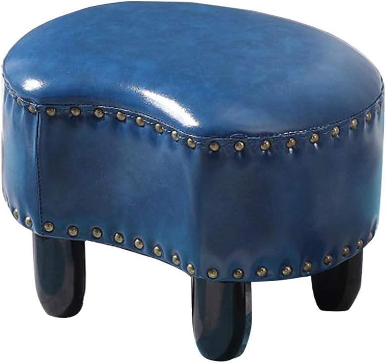 Pouffe Ottoman Bench Leather with 4 Wooden Legs Cube Foot Rest Stool