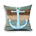 oFloral Home Decorative Nautical Anchor Rustic Wood Satin Throw Pillow Case Cushion Cover Standard Size 18