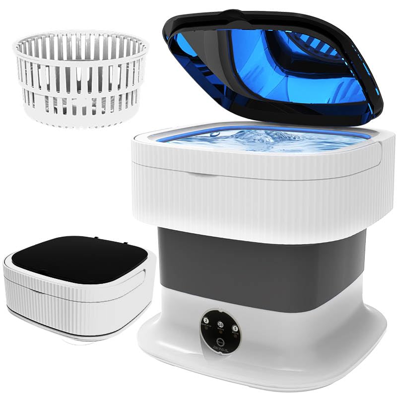 Photo 1 of Portable Washing Machine, 16L Mini Foldable Washer and Spin Dryer, Collapible Compact Washer, Small Folding Laundry Washing Machine, Socks, Baby Clothes, Underwear, Dorm, Camping, Apartment, RV (Grey)