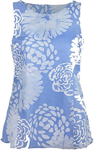 Glbal Mamas Fair Trade Boardwalk Sleeveless Cotton Blouse (Medium, Garden Light Blue)