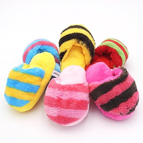 Pawstrip Soft Plush Dog Squeak Toy Slipper Puppy Toys for Training Biting,Random Color