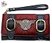 Wonder Woman Women's Classic Red Leather Tri-Fold Wallet with Detachable Strap and Buckle Closure