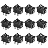 12 Pcs SPST Snap-in ON-Off 2 Pin Snap Rocker Boat Switch Black AC 250V 6A 125V 10A for Car Auto Boat Household Appliances by MXRS