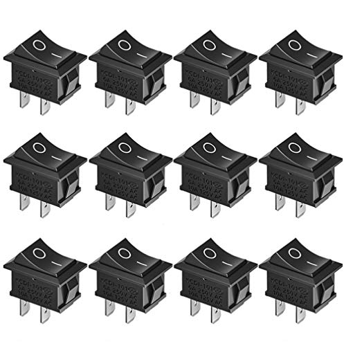 12 Pcs SPST Snap-in ON-Off 2 Pin Snap Rocker Boat Switch Black AC 250V 6A 125V 10A for Car Auto Boat Household Appliances by MXRS - Thumbnail 7