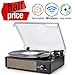 Record Player Portable LP Belt-Drive 3-Speed Turntable with Built in Stereo Speakers, Vintage Style Vinyl Record Player (Normal, Brown)