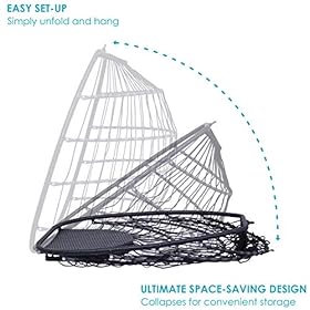 Sunnydaze Oliver Hanging Egg Chair with Seat Cushions - Bohemian Black Resin Wicker Hanging Chair with Collapsible Nylon… 51o5yiZI59L