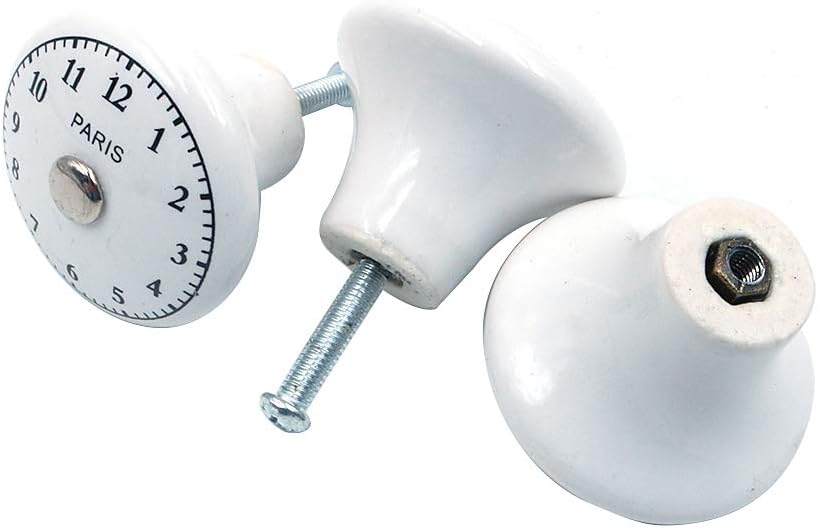 Namvo Set of 10 x The Time Ceramic Door Knobs Vintage Shabby Chic Antique Cupboard Door Handles Arabic Numerals - Image 5