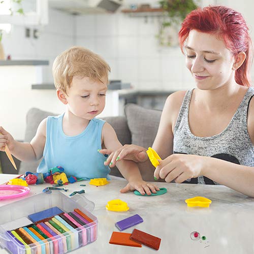 Polymer Clay Set - 42 Colors Modeling Fimo Clay Soft and Nontoxic DIY Oven Bake Clay Kit with Modeling Tools and Storage Box, Birthday for Kids (Multicolor)