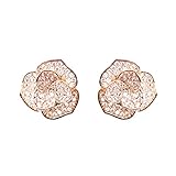 EVERU Fashion Jewelry Rose Gold Flower Diamond Stud Earrings