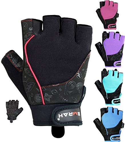 EMRAH Gym Weight Lifting Gloves Women Workout Fitness Ladies Bodybuilding Crossfit Breathable Powerlifting Wrist Support Strength Training Exercise (Black, M (Fits 6.88 - 7.36 Inches))