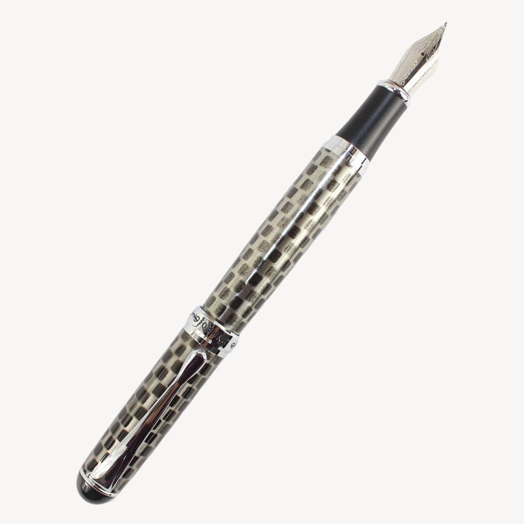 Gullor Luxury Jinhao 750 calligraphy fountain pen with black and silver lattice shape