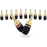 Deadbolt Banana Plugs 6-Pairs by Sewell, Gold Plated Speaker Plugs, Quick Connect, SW-29863-6