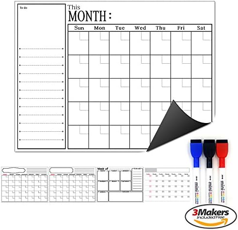 TheJD Monthly Planner Refrigerator Calendar for Kitchen Fridge |17 x 12 inch whiteboard_No.003