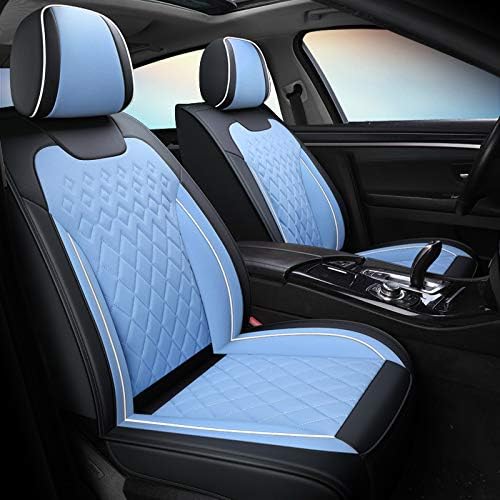 Mopow Car Seat Covers Universal Anti Slip PU Leather Breathable Front Rear Car Seat Cushion Full Set Car Seat Protection Cover Fit Four Season Use