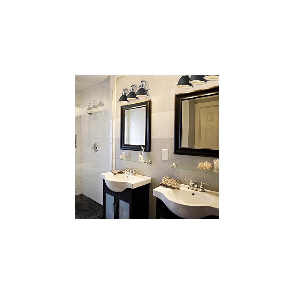 Emliviar 3Light Bathroom Vanity Light Fixture, Black Finish with Metal