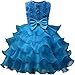 NNJXD Girl Dress Kids Ruffles Lace Party Wedding Dresses Size (150) 7-8 Years Flower Blue