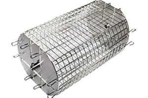 ONEGRILL BBQ PRODUCTS OneGrill Performer Series Universal Fit Grill Rotisserie Spit Rod Basket; Stainless Steel Tumble & Flat Basket In One.(Fits 5/8 Inch Hexagon & 1/2 Inch Square Spits)