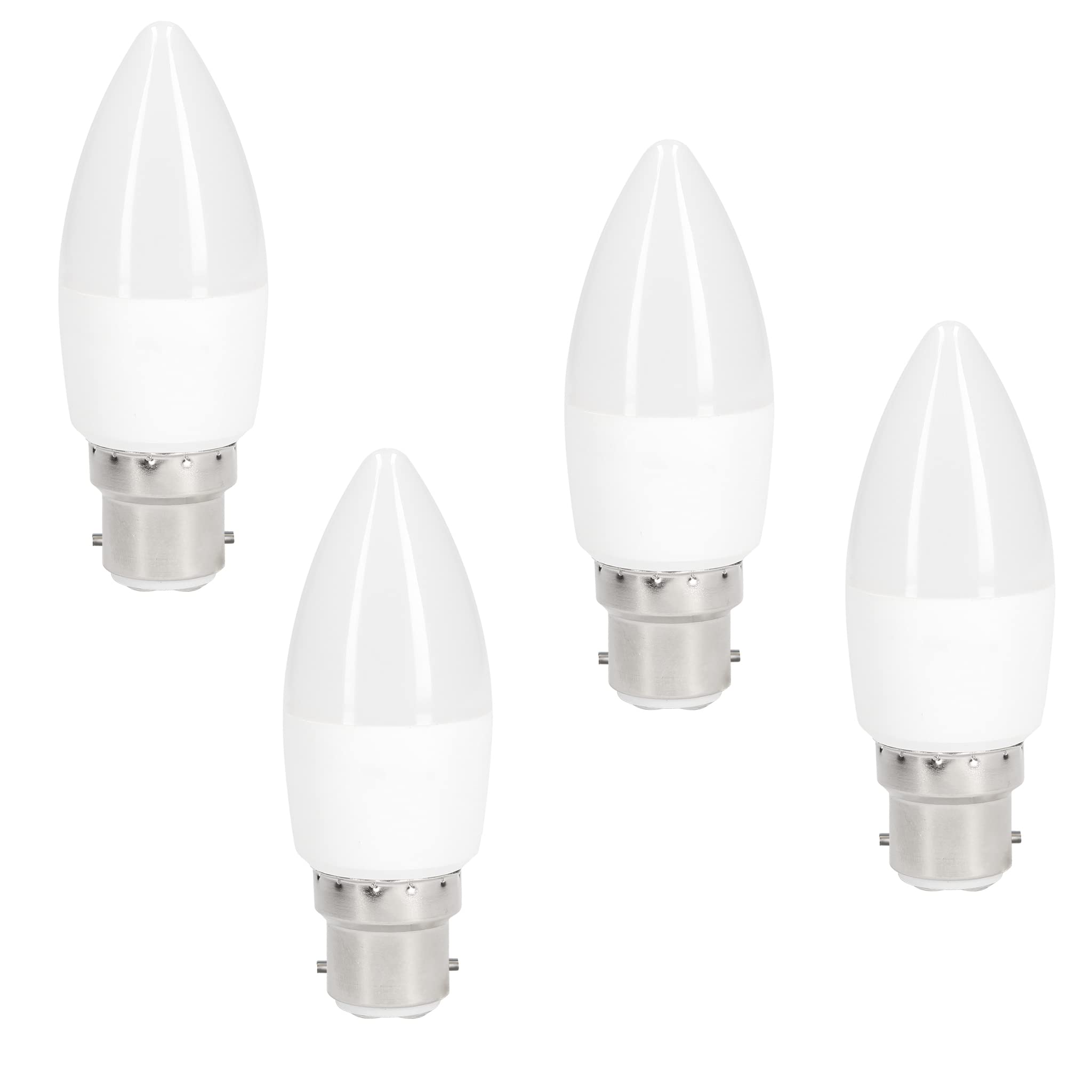 Meridian 5.5W BC Opal Candle Lamp Bulbs (Pack of 4) |Multipack 3000k Warm White Candle Light LED Bulbs