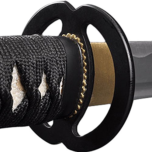 Handmade Sword Aluminium Alloy Unsharpened Iaido Training Katana Sword, Handmade, Full Tang, Musashi Tsuba, Black Scabbard