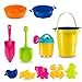 Novelty Kids Assorted Sand Tools Set 11 Pc - Multicolor Beach Toys Play Set for Sandbox | Pools | Playpen | Bathtub - Includes 6 Molds | 2 Shovels | Watering Can | sand Funnel |Bucket - Ages 3+