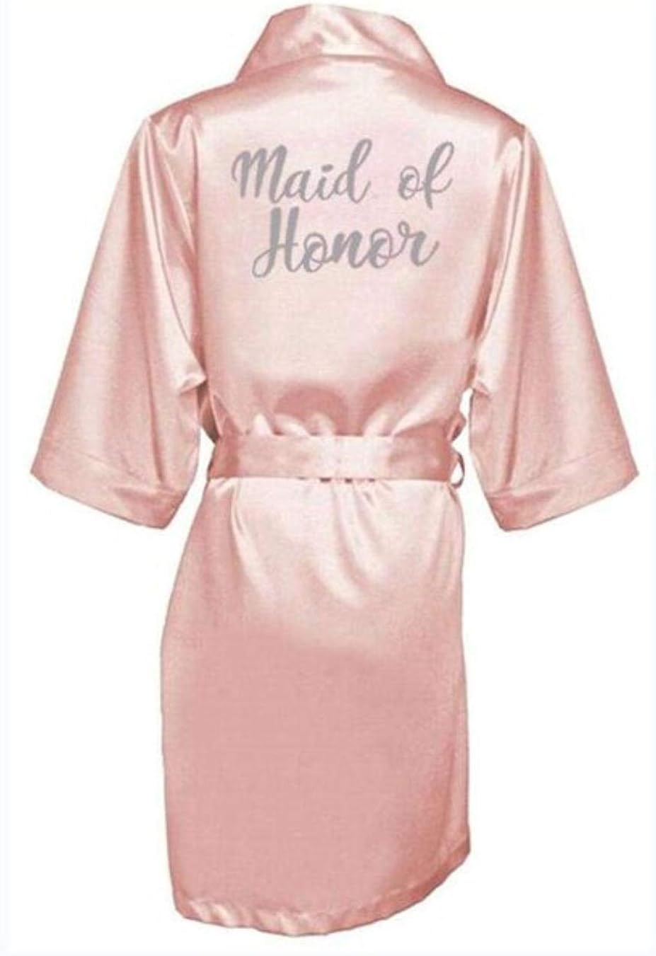 QSMIANA Pyjamas set Dark Pink Robe Silver Letter Kimono Personalised