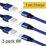 Iphone Cable Catosi 6ft 3pack 8pin Lightning Cable Nylon Braided Iphone Charger Cable USB Charger Cord Compatible with iPhone X / 8 / 8 Plus / 7 / 7 Plus / 6 / 6 Plus/6s/6s plus /SE/5s/5c/5 (blue)