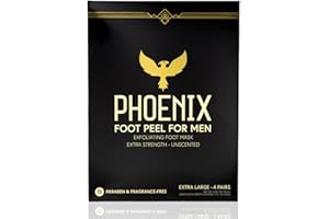(4 pack) Phoenix Foot Peel for Men - Extra Large - Extra Strength - Exfoliating Dry Feet Treatment - Callus Remover - Unscent
