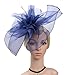 Urban CoCo Women's Elegant Flower Feather and Veil Fascinator Cocktail Party Hair Clip Hat (# 5 Navy Blue)
