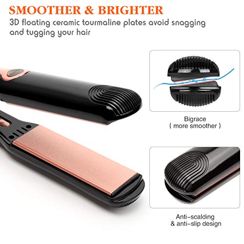 Hair Straightener, MOCREO Professional Flat Iron Ceramic Tourmaline Ionic Technology Hair Straightener 1.25 inch 3D Floating Plate Hair Straightening iron Dual Voltage for Travel