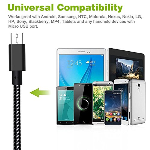 3Pack - 1ft Micro USB Cable, AOSOK Premium Short Nylon Braided High Speed [Fast Charger] Android Charger Cables for Galaxy S7/S6/S5,Note 5/4/3,HTC,LG,Nexus Sony and more (3X1ft(30CM)) - Thumbnail 6