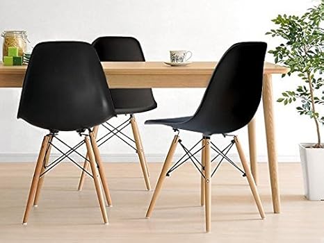 Inspirer Studio Set Of 4 New 17 Inch Seatdepth Eames Style Side Chair With Natural Wood Legs Eiffel Dining Room Chair Lounge Chair Eiffel Legged Base