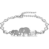 YOTHIWAD Bracelets Fashion Stainless Steel Bracelets for Woman Trendy Adjustable Link Cute Animal Elephants/Dinosaurs Jewelry Motivational Gifts Women Mom Wife Family