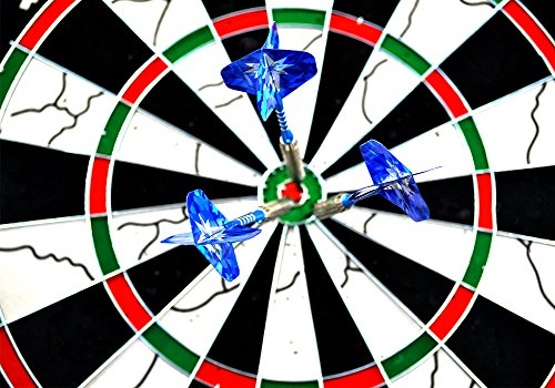 Professional Steel Tip Darts Set 22 grams -12 Pcs Stainless Needle Tipped Dart For Dart Board, Blue Aluminum Shafts,16 holographic Standard Flights, Nickel Silver Metal Barrels and Dart Sharpener