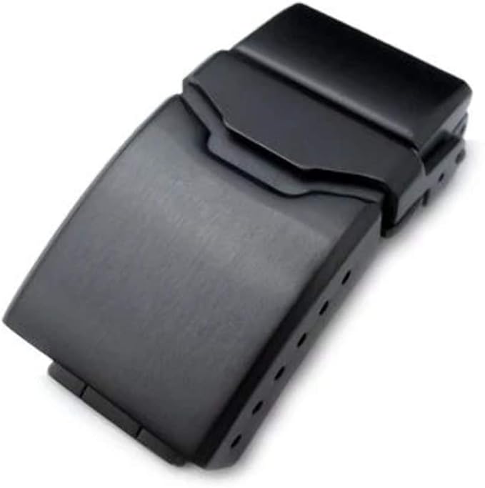 Strapcode 18mm, 20mm or 22mm Stainless Steel Chamfer Button Diver Clasp, Push Button, 6 Adjust