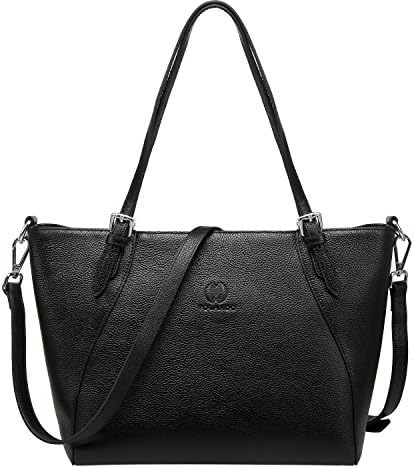 YOLANDO Women Genuine Leather Zipper Tote Bag Top-handle Handbags Large Capacity Ladies' Purse YTG02 (Black)