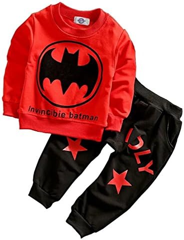 Little Glam Baby Boy Cotton Full Sleeves Sweatshirt with Jogger Pant Set, Daily Casual Wear (LGBlueBatman-P2)