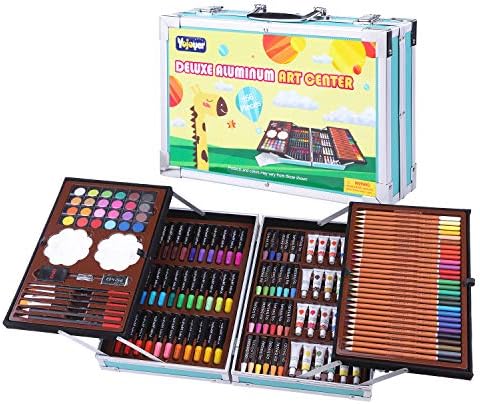 Kids Art Set with Portable Aluminium Case,156 Piece Art Supplies,Colored Pencils Crayons for Artists,Students & Beginners Blue