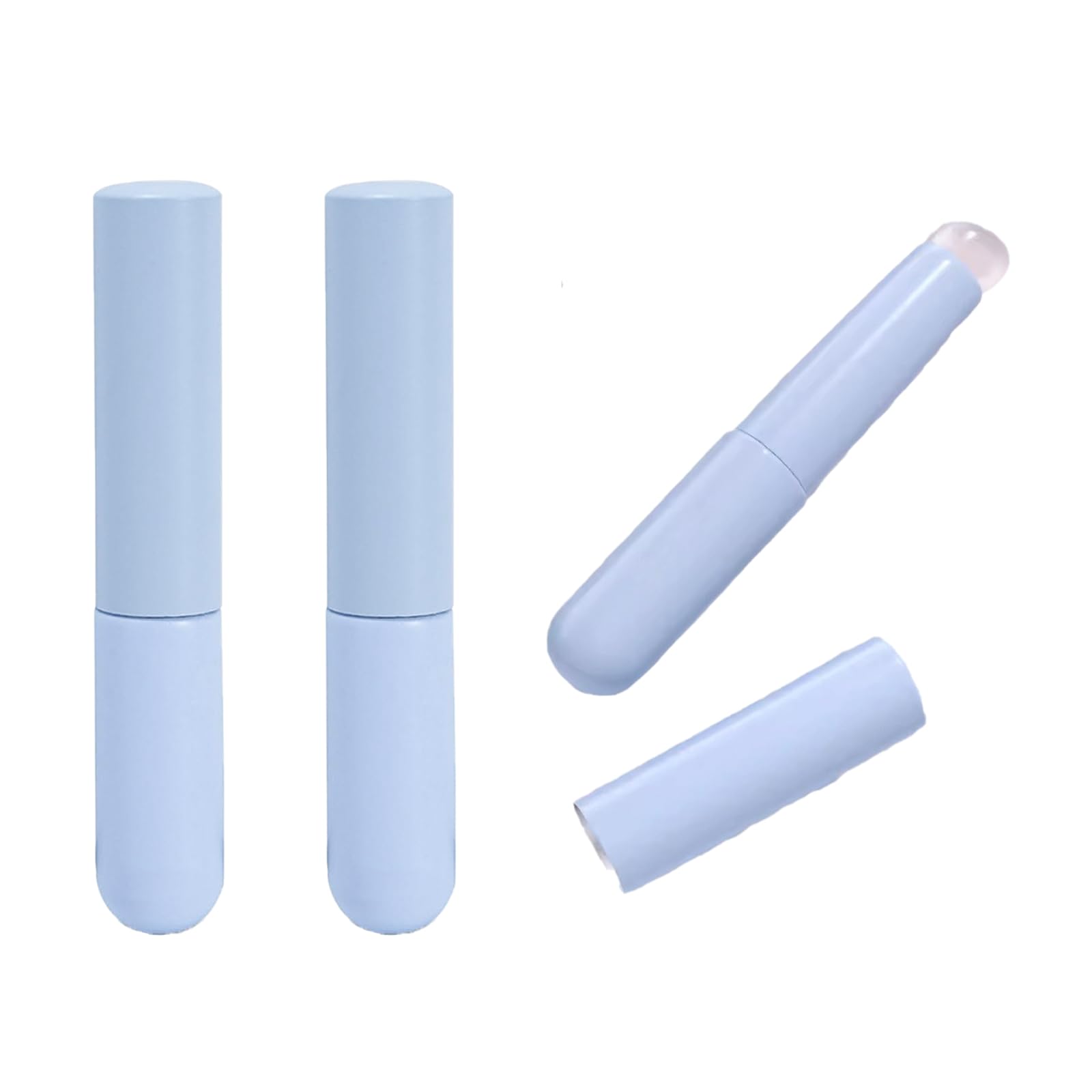 Sicheii 3Pcs Soft Silicone Lip Brush with Cover, Portable Lip Balm Makeup Applicator, Reusable Lip Mask Applicator Scrubber for Women Lipstick, Lip Gloss & Tint, Concealer, Eyeshadow (Blue)