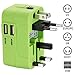 International Travel Power Adapter Kit,Wacye Universal World Power Adapter Converter AC Power Plug Adapter for Europe USA UK AUS Asia (Green,2 USB)
