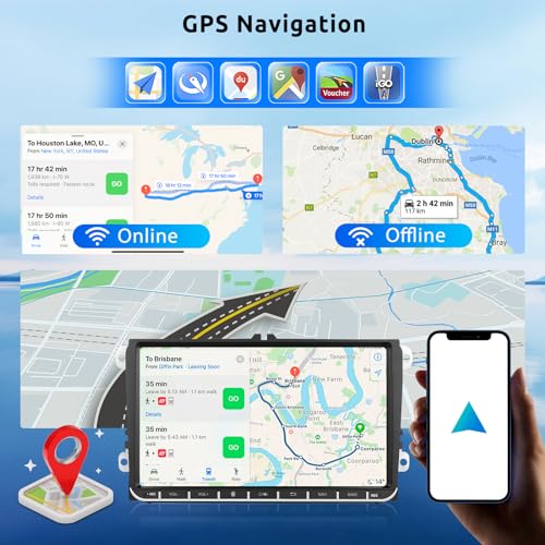 2G+64G Car Radio for VW Golf 5 6 Passat Jetta Caddy EOS T5 Tiguan Touran CC Polo with Carplay Android Car Wireless, 9 Inch Touch Screen Car Stereo with Bluetooth GPS Wi-Fi FM RDS Mirror Link Rearview Camera
