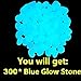 Outee 300 PCS Glow Pebbles Stones Glow in The Dark Stones Garden Decor Glow Gravel Stones for Garden Walkway, Man-Made, Blue