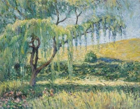 The High Quality Polyster Canvas Of Oil Painting 'Blanche Hoschede Monet-The Willow At Giverny' ,size: 16x21 Inch / 41x52 Cm ,this Imitations Art DecorativePrints On Canvas Is Fit For Bathroom Gallery Art And Home Gallery Art And Gifts