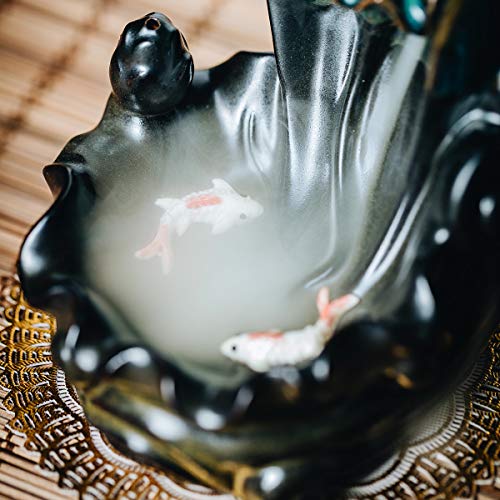 INONE Ceramic Backflow Incense Burner Waterfall Incense Holder, Free 120 pcs Incense Cones